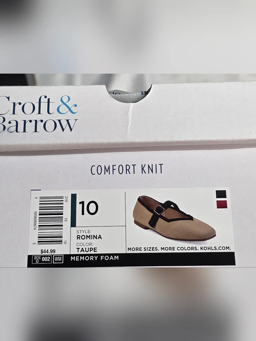 croft & barrow Romina Taupe Comfort Knit Square Toe Mary Jane Flats Size 10